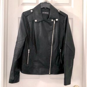 Guess NWT Black Leather Jacket size XL